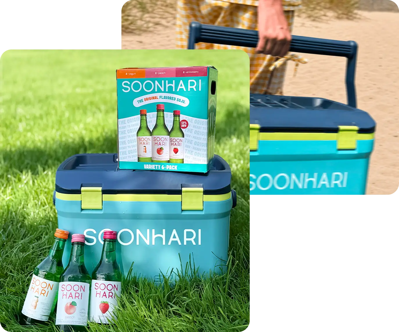 Soonhari variety pack next to soonhari cooler